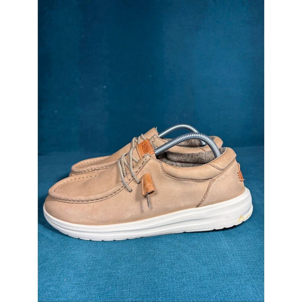 Hey Dude Paul Craft Leather Tan Men’s Size 10 Casual Slip On Shoes